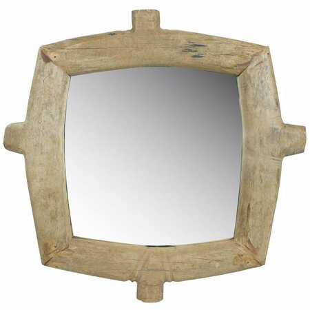 HOMEROOTS Wooden Square Wall Mirror, Natural 396706